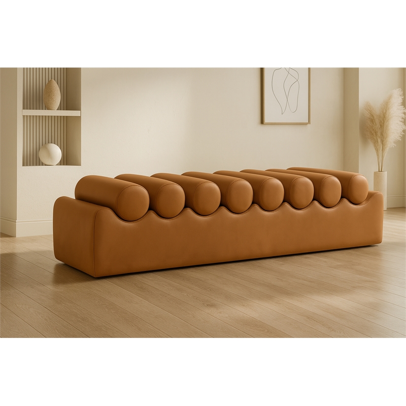 Meridian Furniture Rumble Cognac Vegan Leather Bench