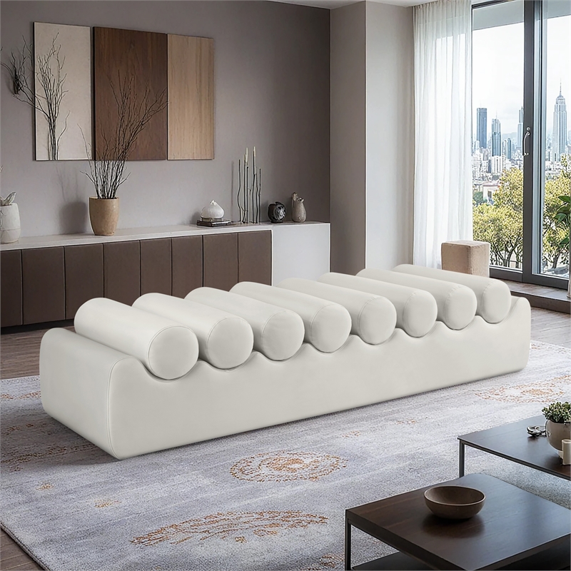 Meridian Furniture Rumble Cream Vegan Leather Bench