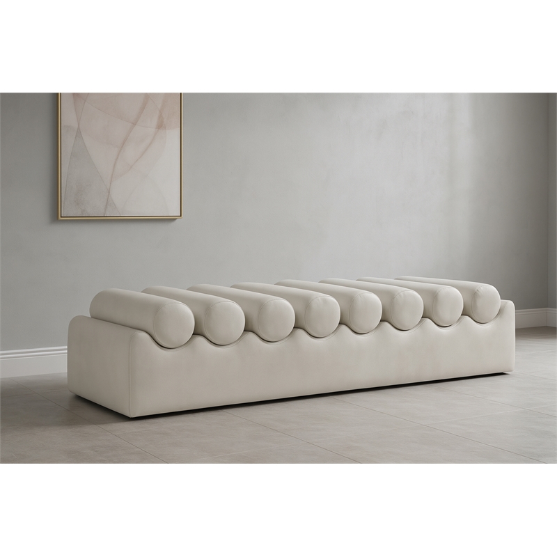 Meridian Furniture Rumble Cream Vegan Leather Bench