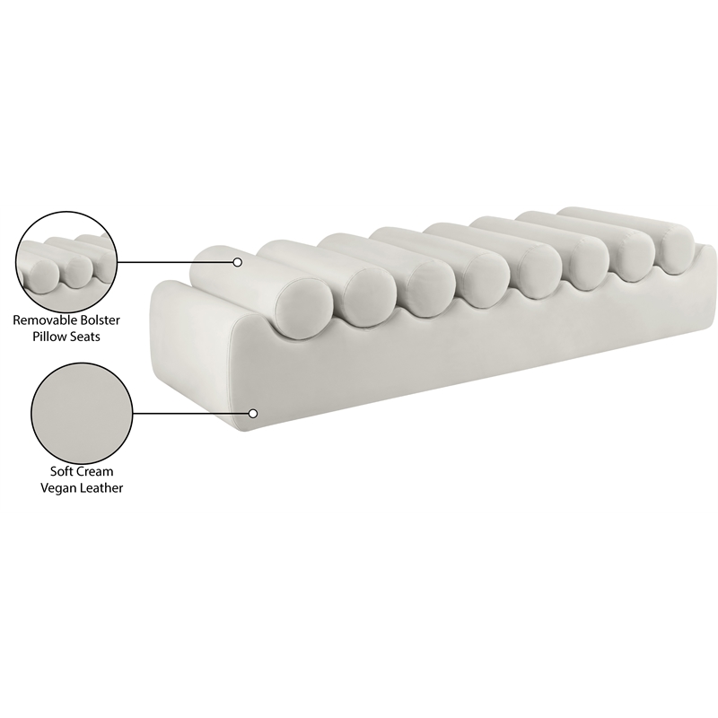 Meridian Furniture Rumble Cream Vegan Leather Bench