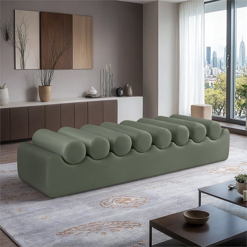 Meridian Furniture Rumble Green Vegan Leather Bench