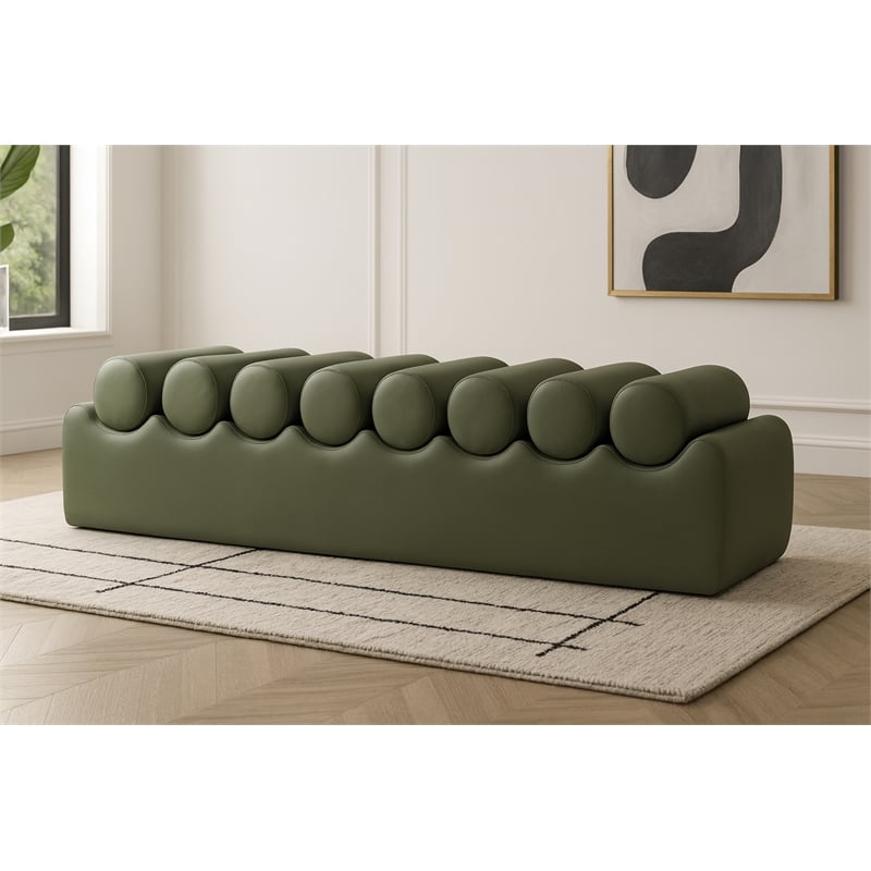 Meridian Furniture Rumble Green Vegan Leather Bench