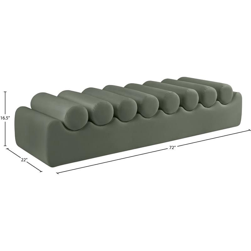 Meridian Furniture Rumble Green Vegan Leather Bench