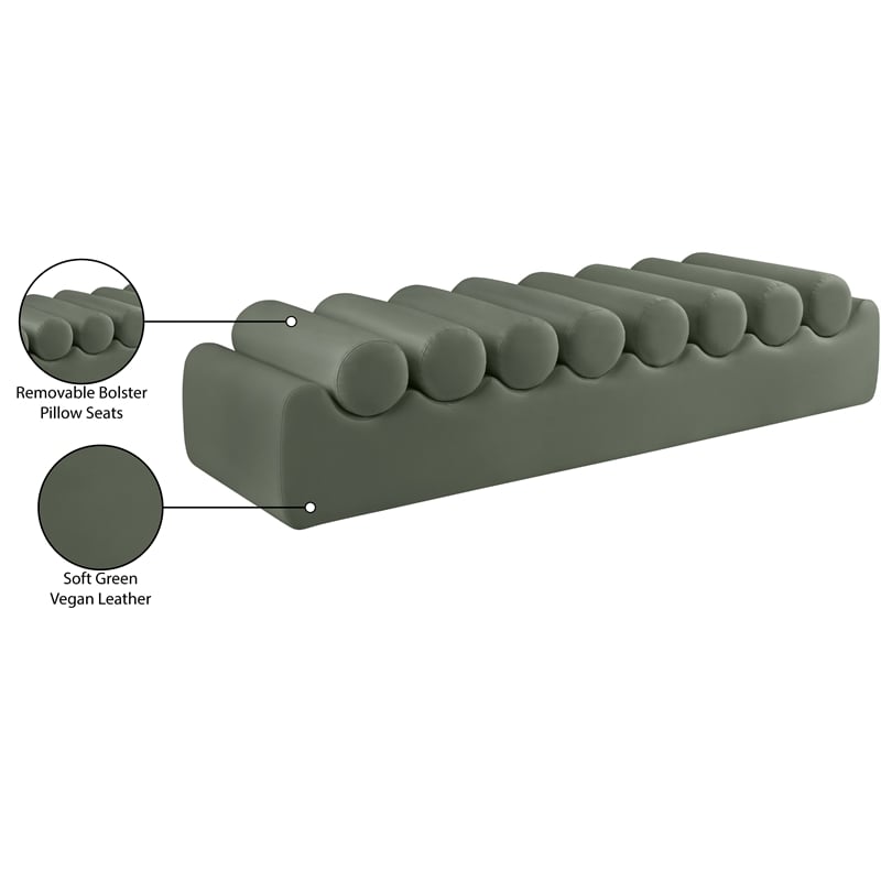 Meridian Furniture Rumble Green Vegan Leather Bench