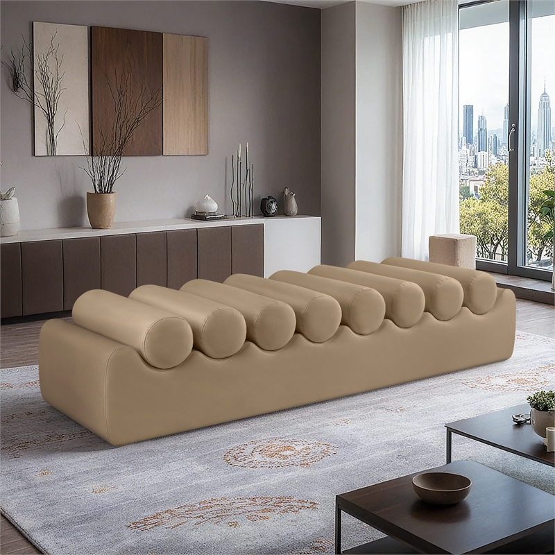 Meridian Furniture Rumble Tan Vegan Leather Bench