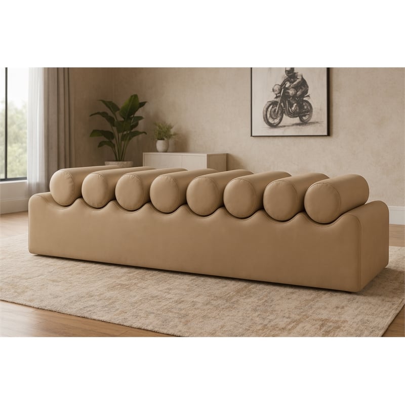 Meridian Furniture Rumble Tan Vegan Leather Bench