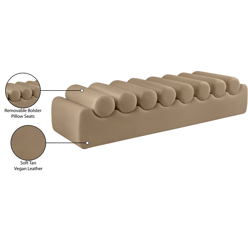 Meridian Furniture Rumble Tan Vegan Leather Bench