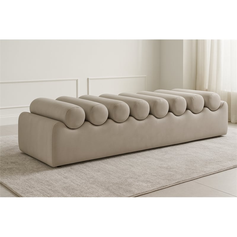 Meridian Furniture Rumble Taupe Vegan Leather Bench