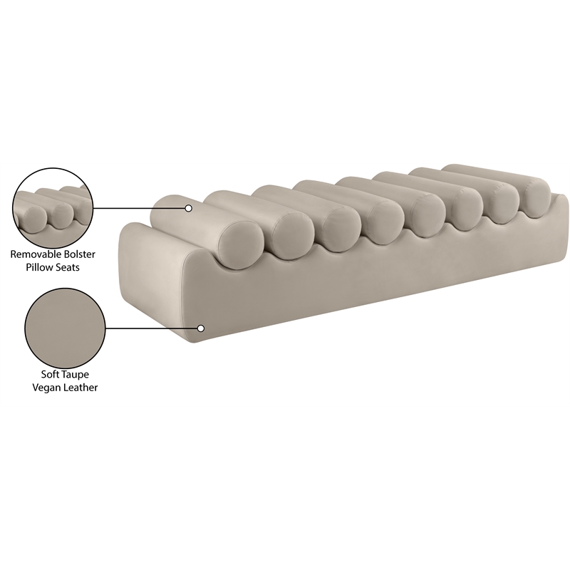 Meridian Furniture Rumble Taupe Vegan Leather Bench