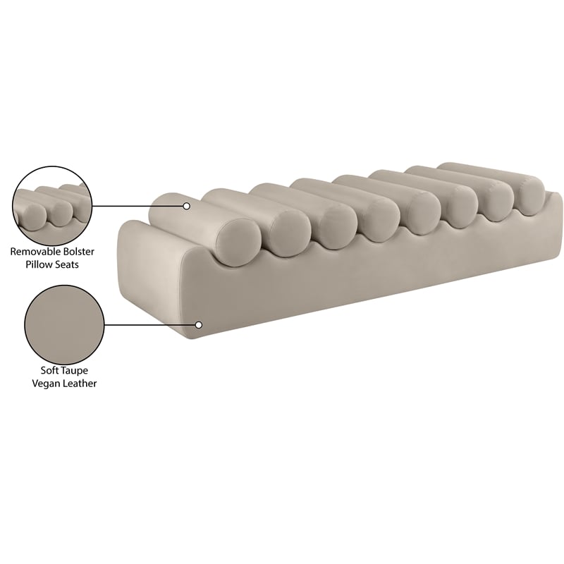 Meridian Furniture Rumble Taupe Vegan Leather Bench