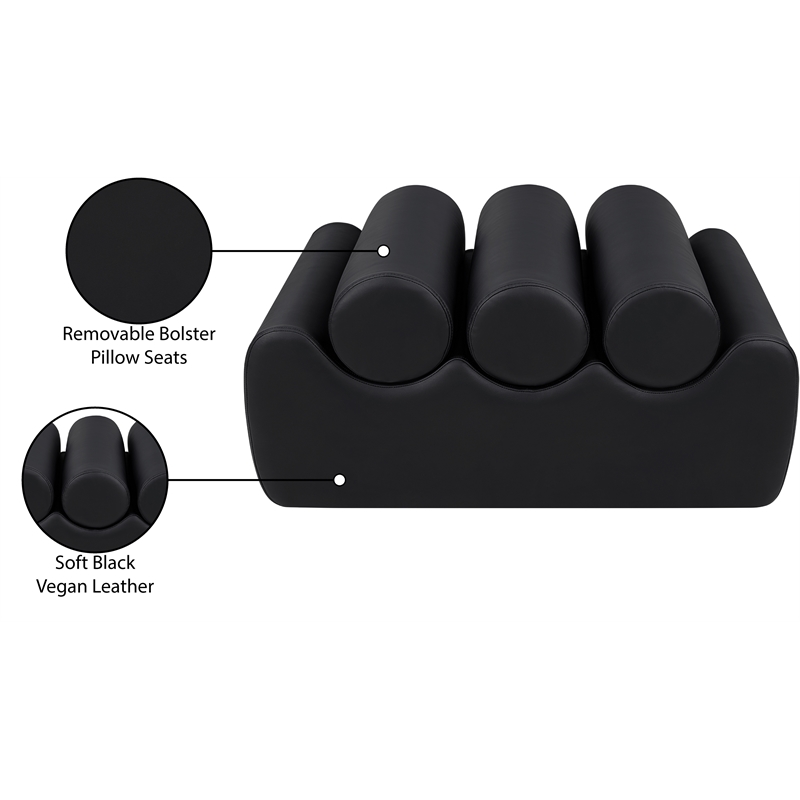 Meridian Furniture Rumble Black Vegan Leather Bench