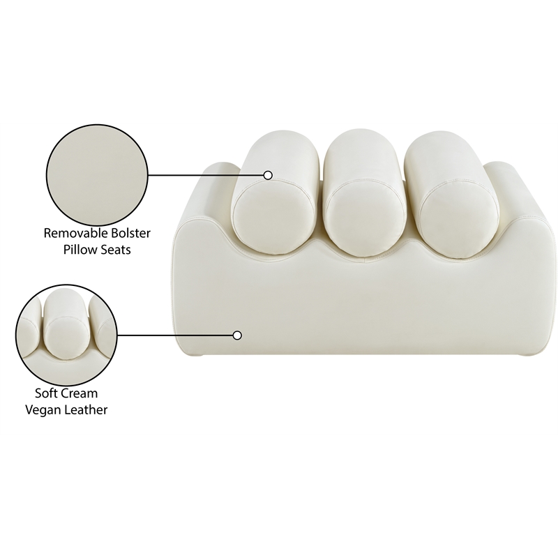 Meridian Furniture Rumble Cream Vegan Leather Bench