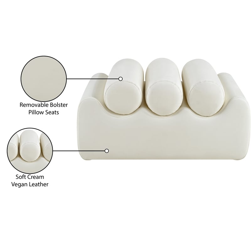 Meridian Furniture Rumble Cream Vegan Leather Bench