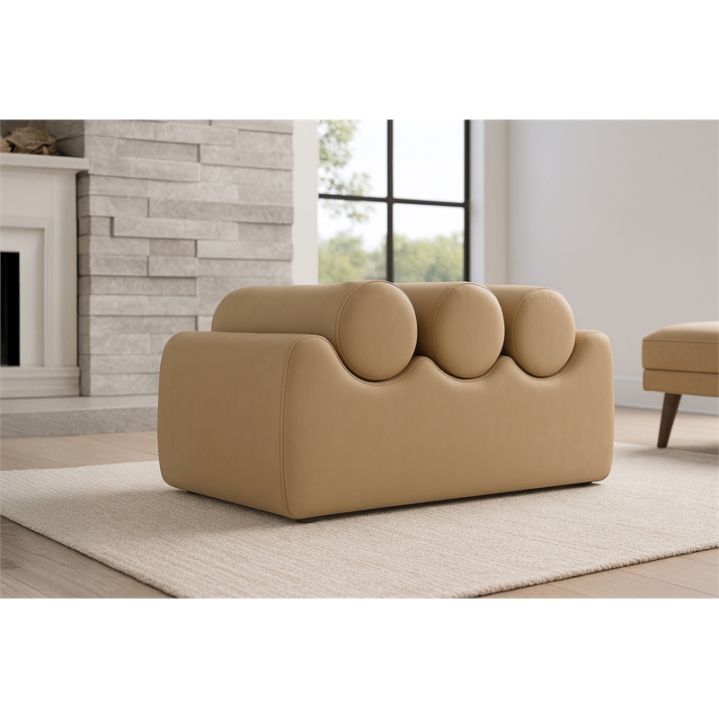 Meridian Furniture Rumble Tan Vegan Leather Bench