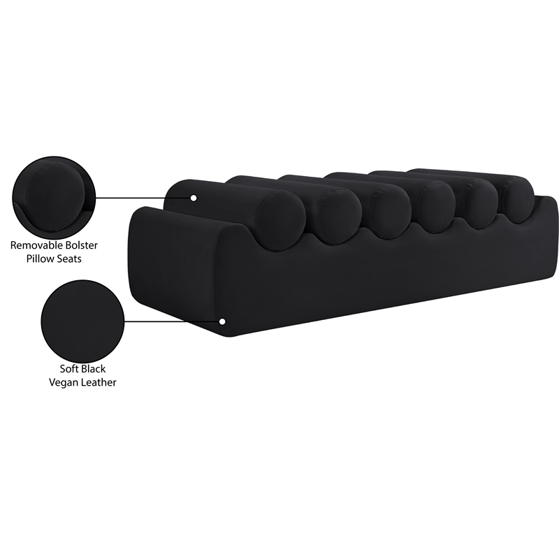 Meridian Furniture Rumble Black Vegan Leather Bench