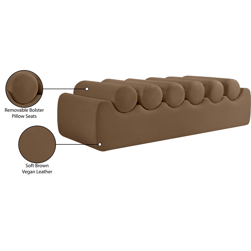 Meridian Furniture Rumble Brown Vegan Leather Bench