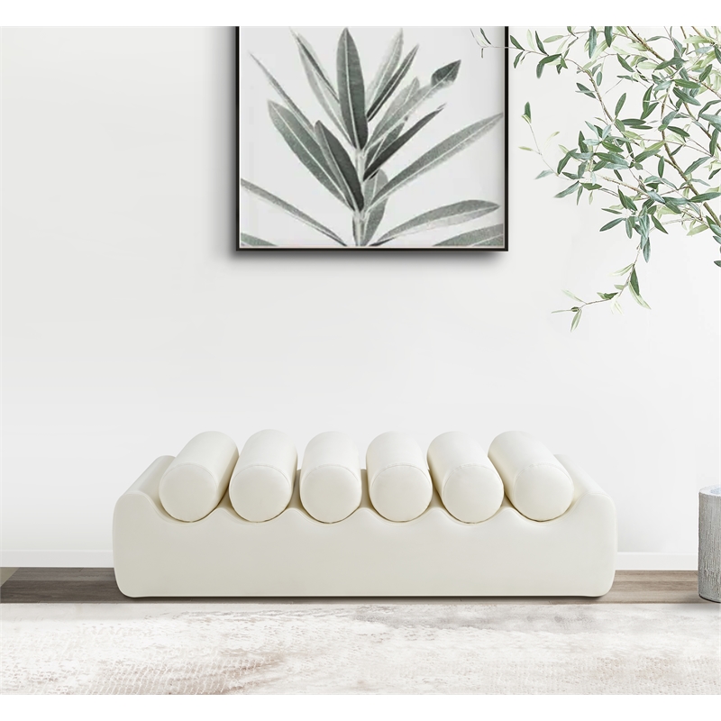 Meridian Furniture Rumble Cream Vegan Leather Bench