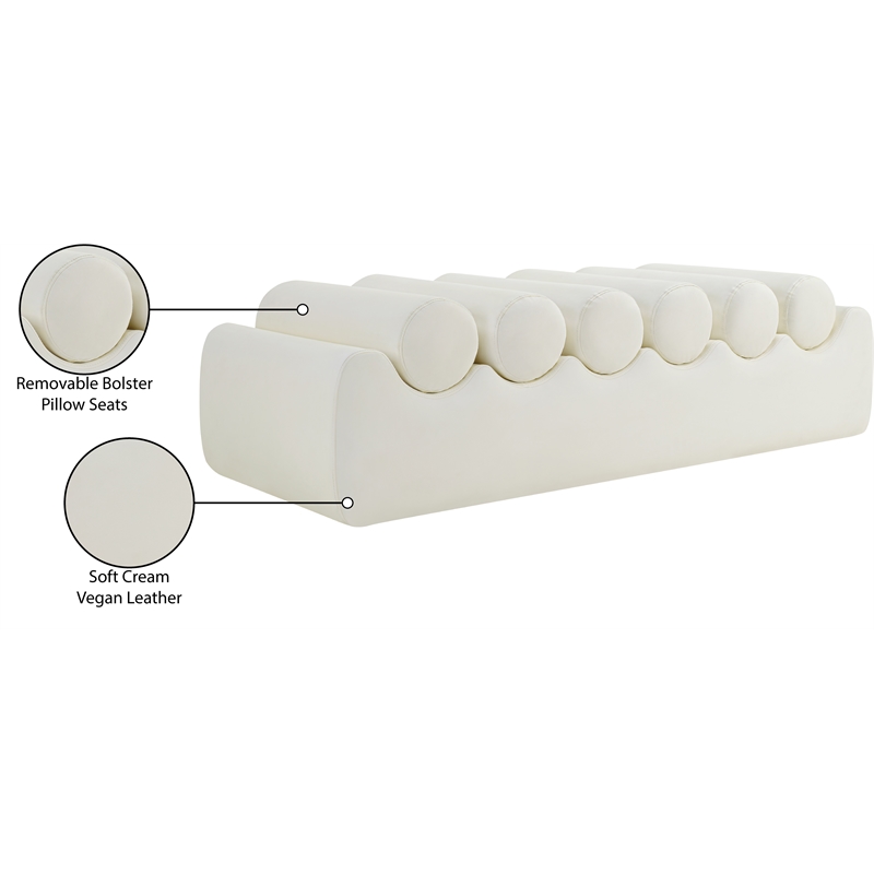 Meridian Furniture Rumble Cream Vegan Leather Bench