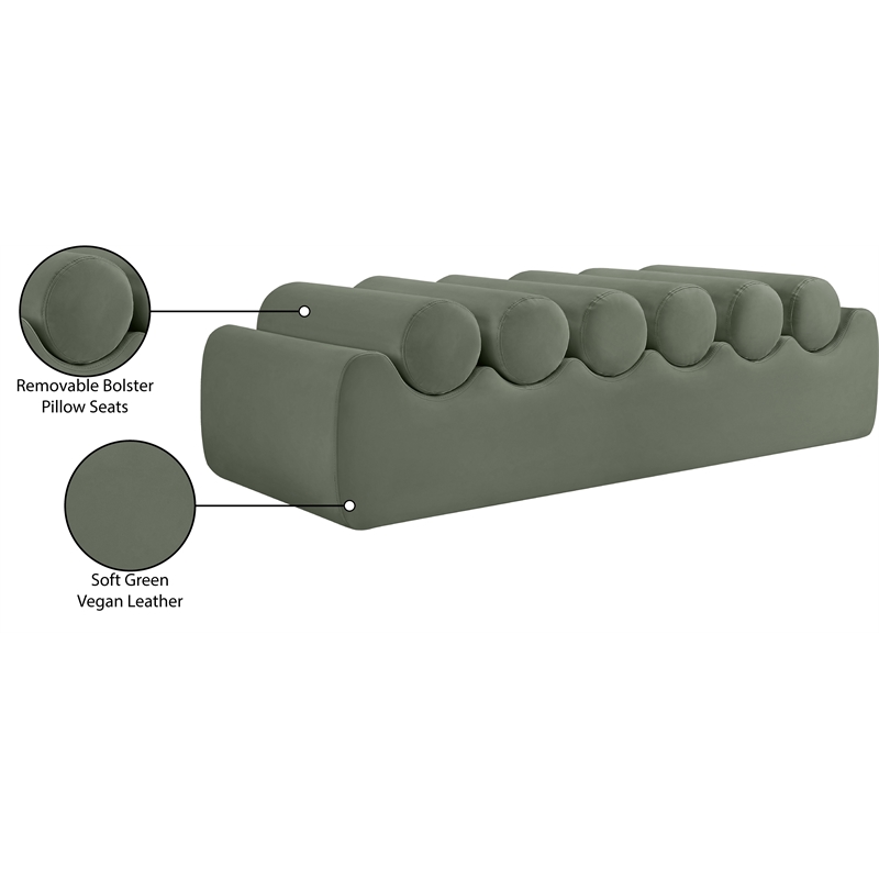 Meridian Furniture Rumble Green Vegan Leather Bench
