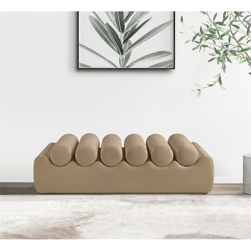 Meridian Furniture Rumble Tan Vegan Leather Bench
