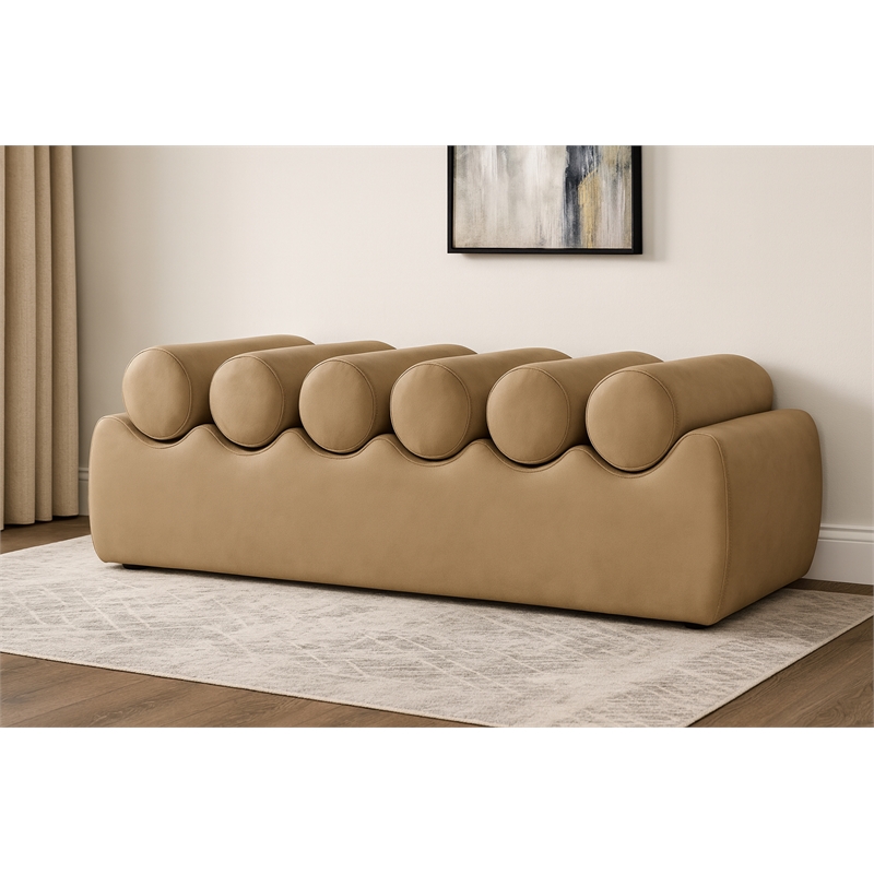 Meridian Furniture Rumble Tan Vegan Leather Bench