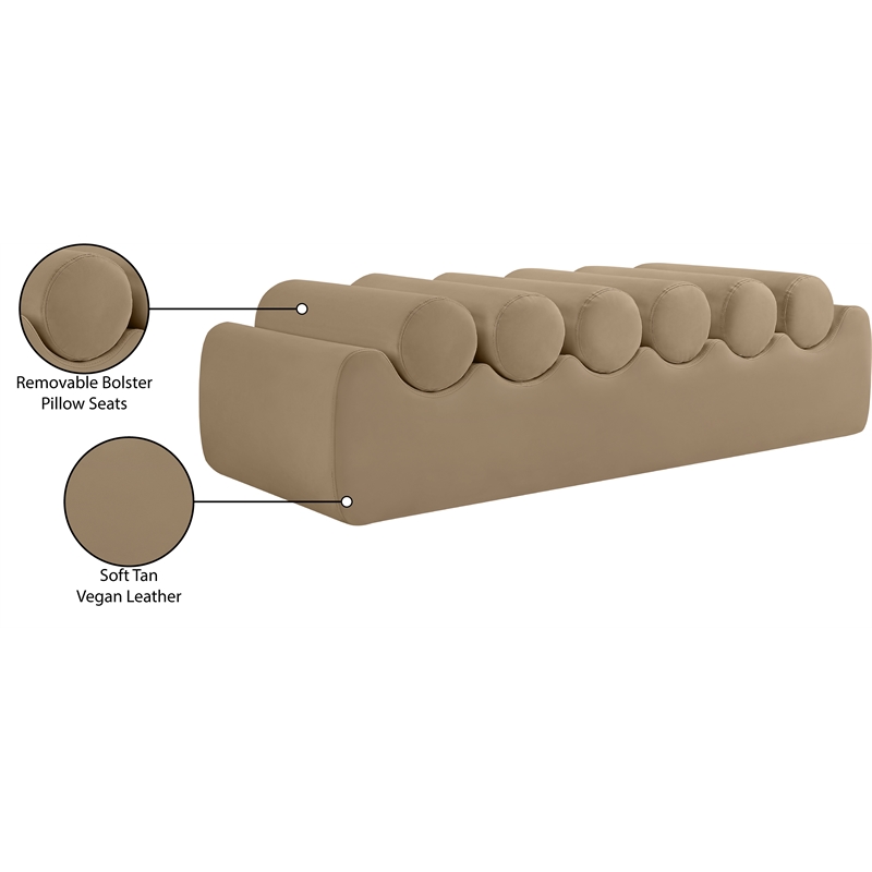Meridian Furniture Rumble Tan Vegan Leather Bench