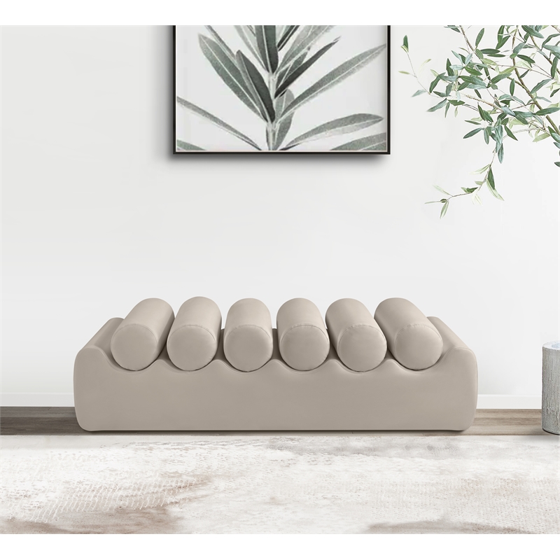 Meridian Furniture Rumble Taupe Vegan Leather Bench