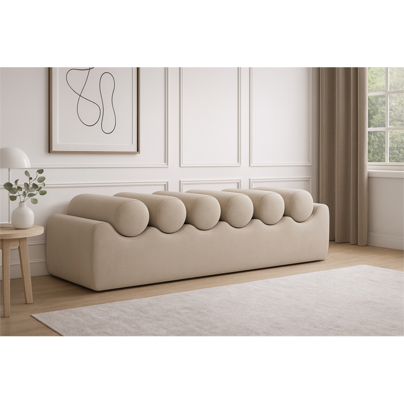 Meridian Furniture Rumble Taupe Vegan Leather Bench