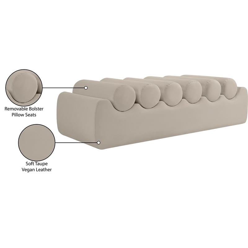 Meridian Furniture Rumble Taupe Vegan Leather Bench