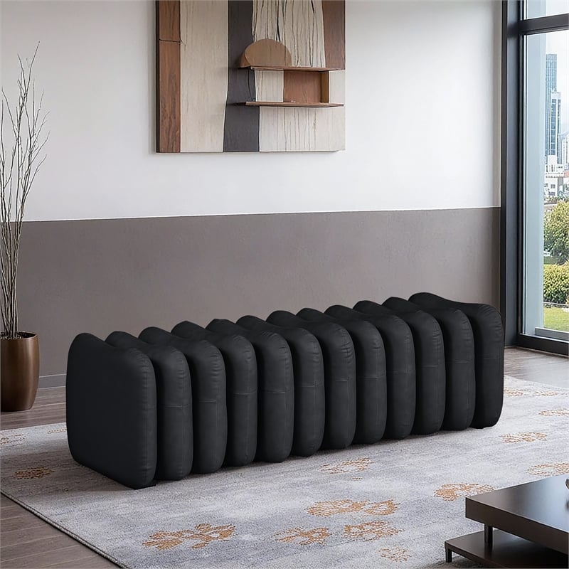 Meridian Furniture Atticus Black Vegan Leather Bench