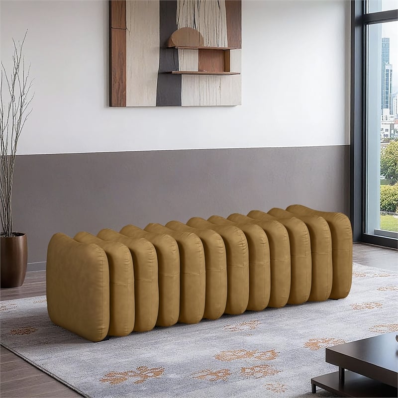 Meridian Furniture Atticus Brown Vegan Leather Bench