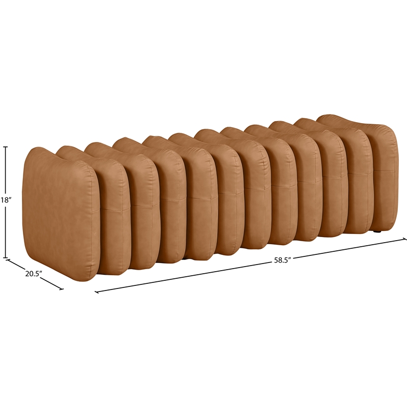 Meridian Furniture Atticus Cognac Vegan Leather Bench
