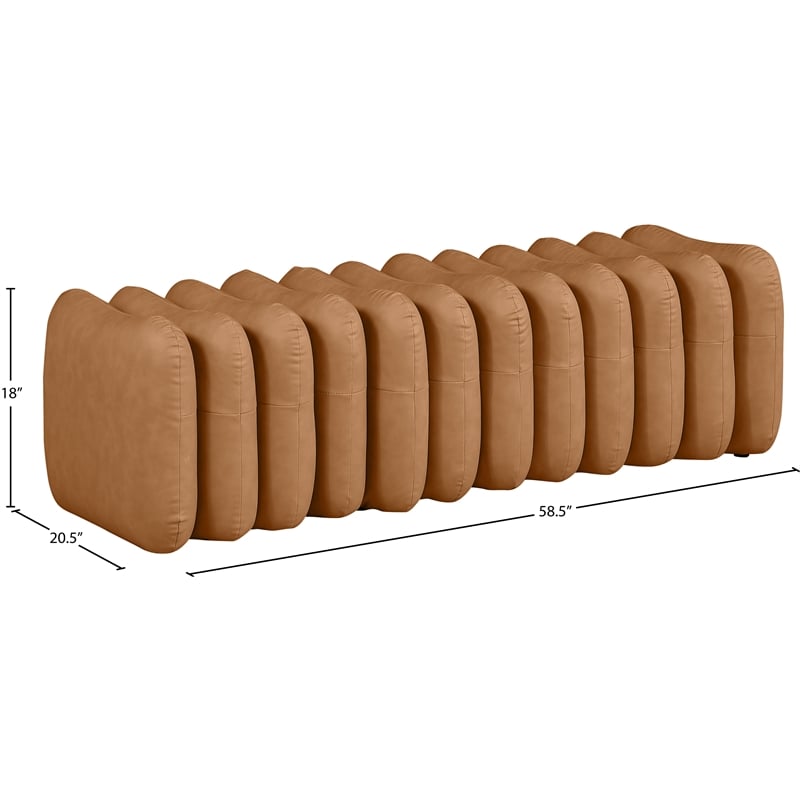 Meridian Furniture Atticus Cognac Vegan Leather Bench