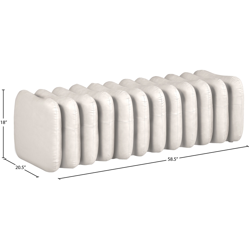 Meridian Furniture Atticus Cream Vegan Leather Bench