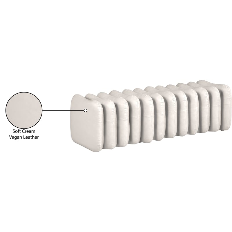 Meridian Furniture Atticus Cream Vegan Leather Bench