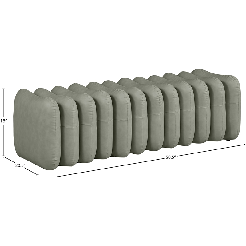 Meridian Furniture Atticus Green Vegan Leather Bench