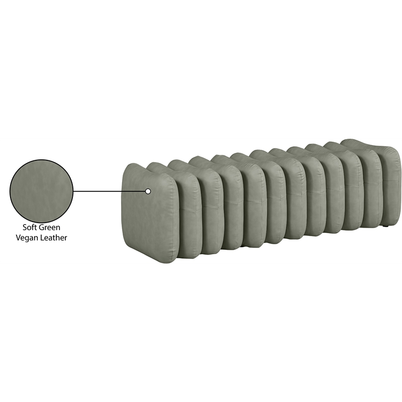 Meridian Furniture Atticus Green Vegan Leather Bench