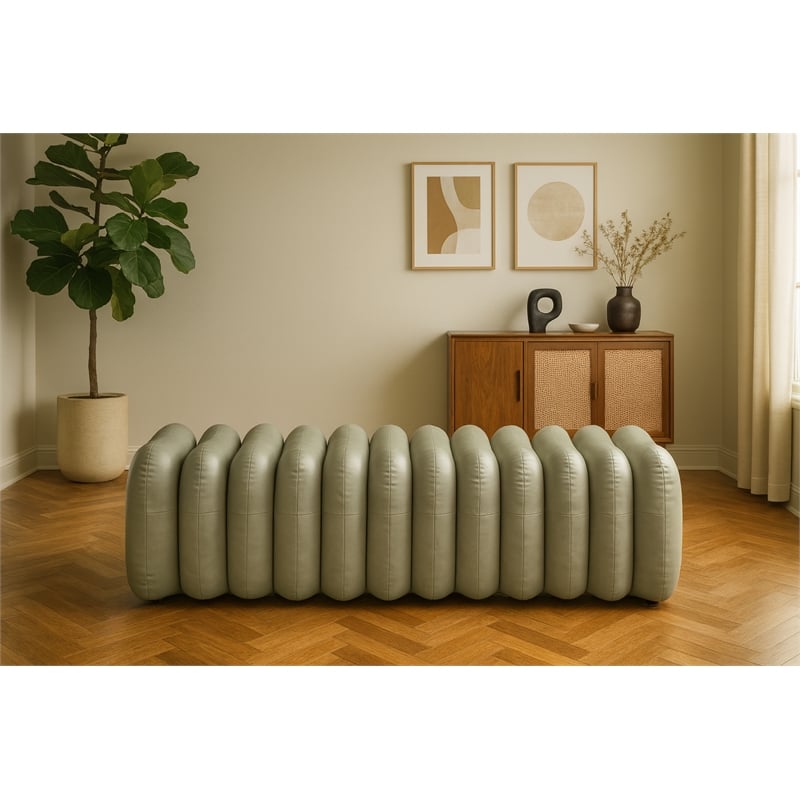 Meridian Furniture Atticus Green Vegan Leather Bench