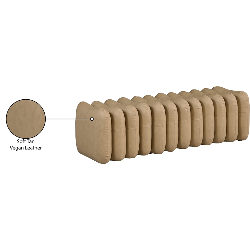 Meridian Furniture Atticus Tan Vegan Leather Bench