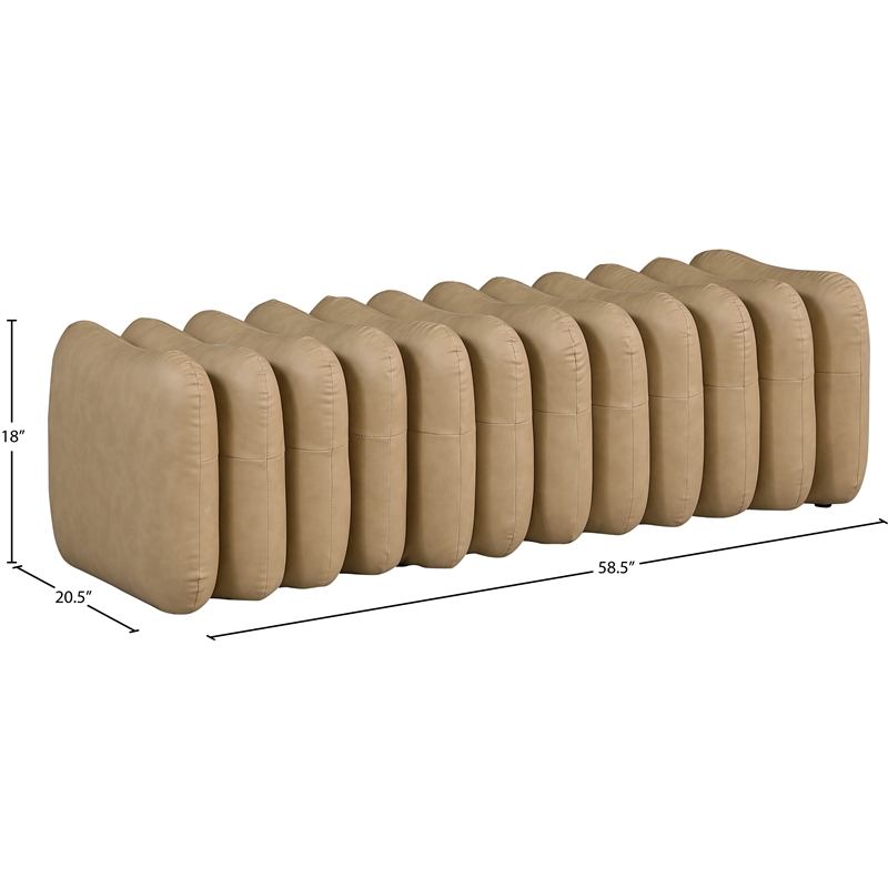 Meridian Furniture Atticus Tan Vegan Leather Bench