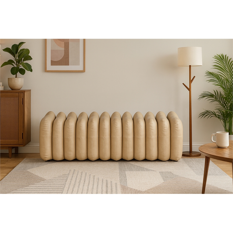 Meridian Furniture Atticus Tan Vegan Leather Bench