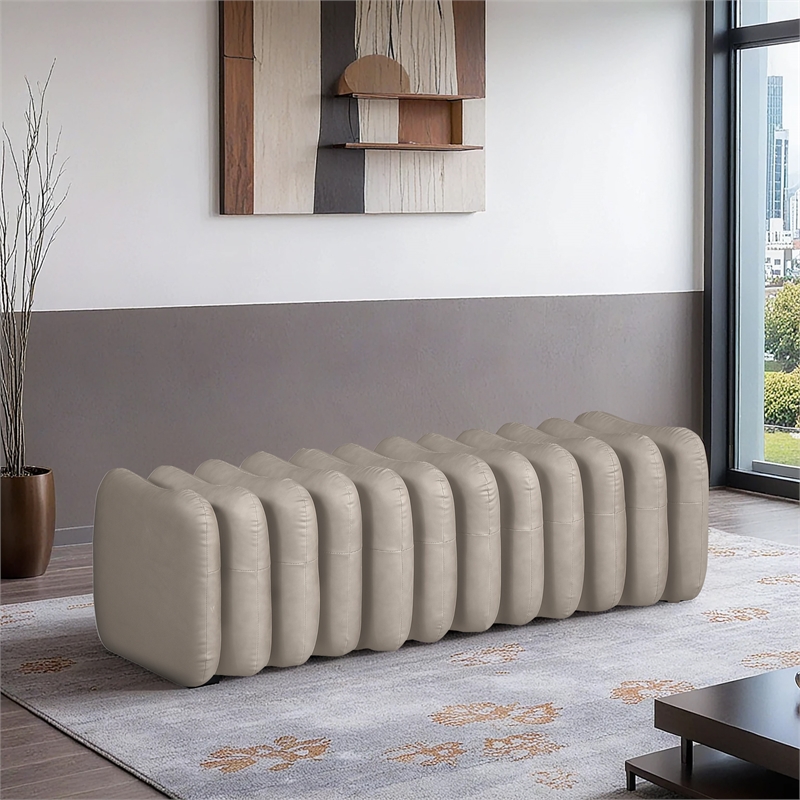 Meridian Furniture Atticus Taupe Vegan Leather Bench