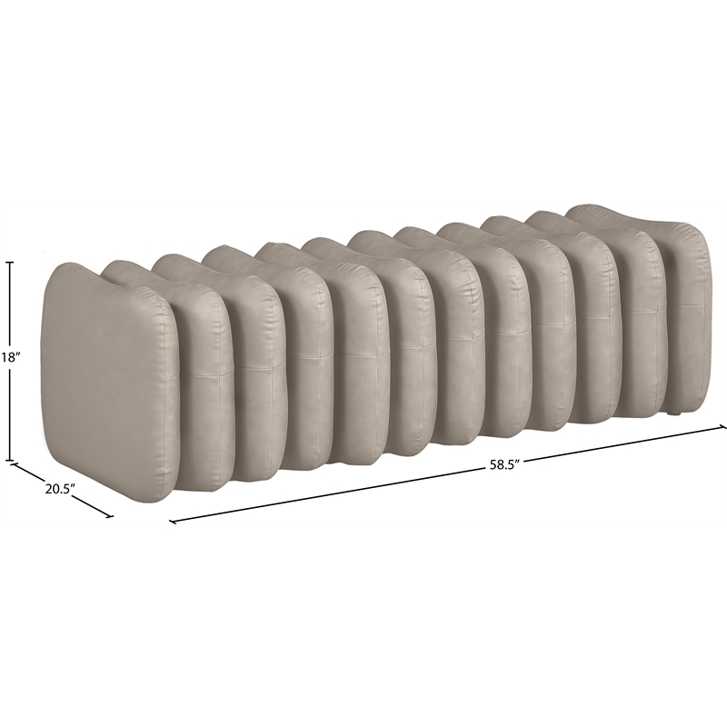 Meridian Furniture Atticus Taupe Vegan Leather Bench