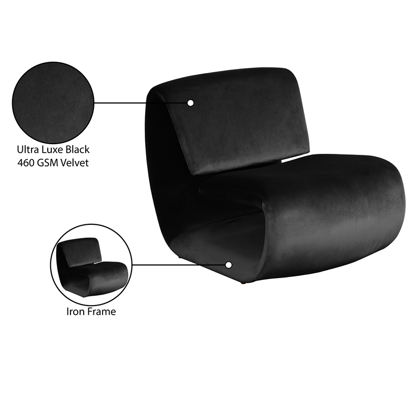 Meridian Furniture Nouveau Black Velvet Accent Chair