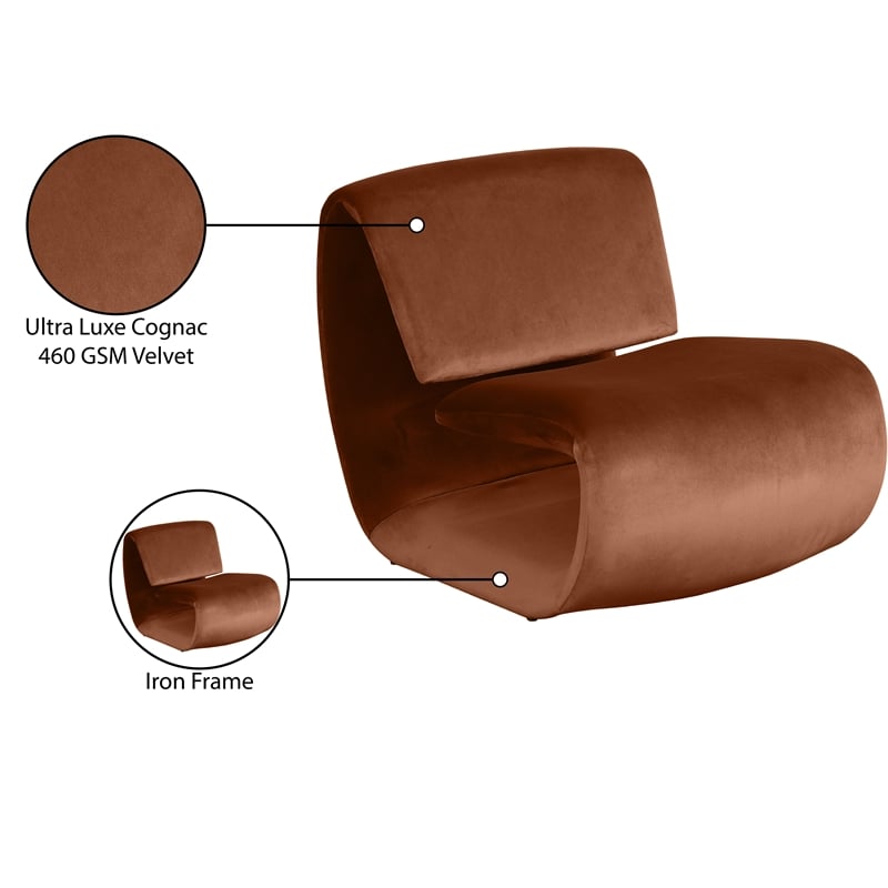 Meridian Furniture Nouveau Cognac Velvet Accent Chair