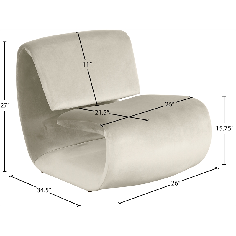 Meridian Furniture Nouveau Cream Velvet Accent Chair