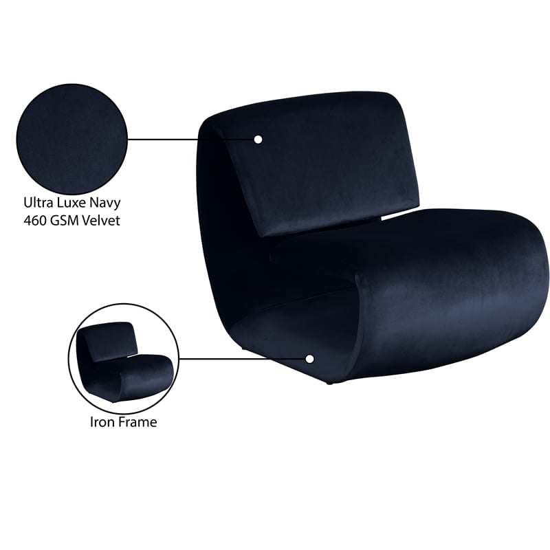 Meridian Furniture Nouveau Navy Velvet Accent Chair