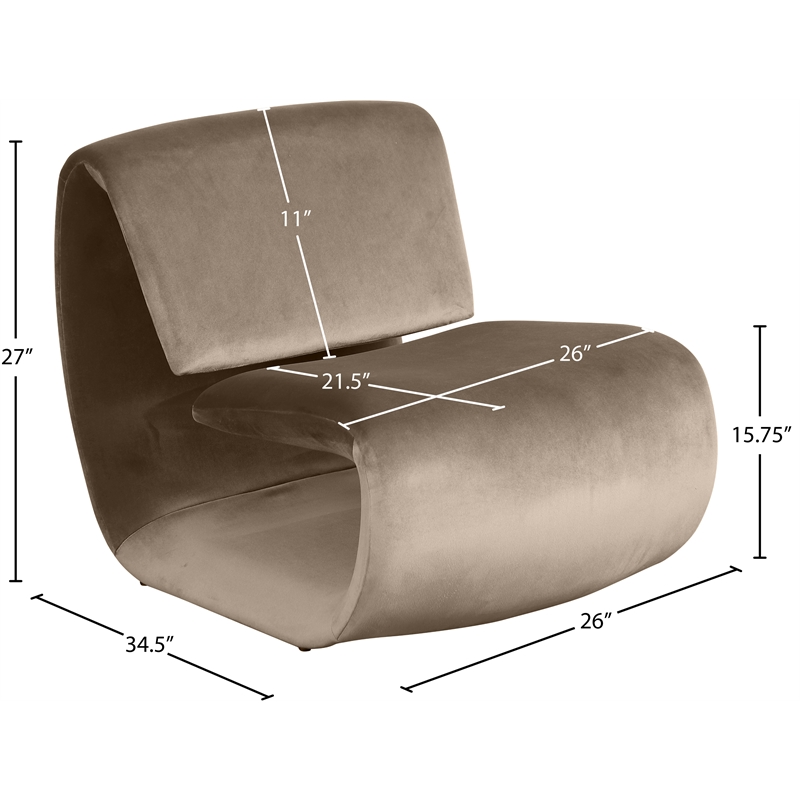 Meridian Furniture Nouveau Taupe Velvet Accent Chair