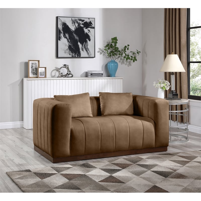 Meridian Furniture Mallina Brown Vegan Leather Loveseat