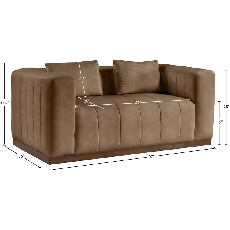Meridian Furniture Mallina Brown Vegan Leather Loveseat